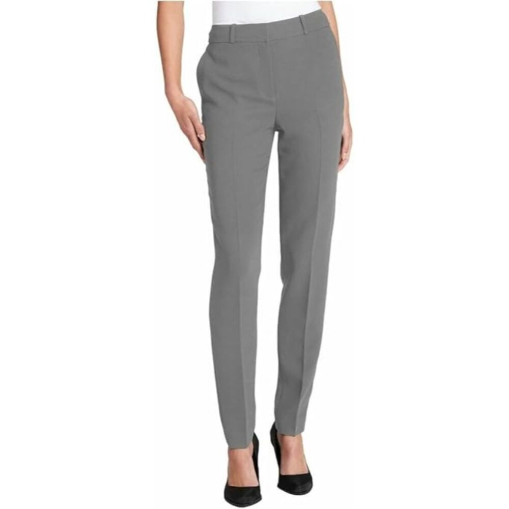 DKNY Women's Dress Pants Fitted Waist Skinny Straight Leg Gray Size 14
